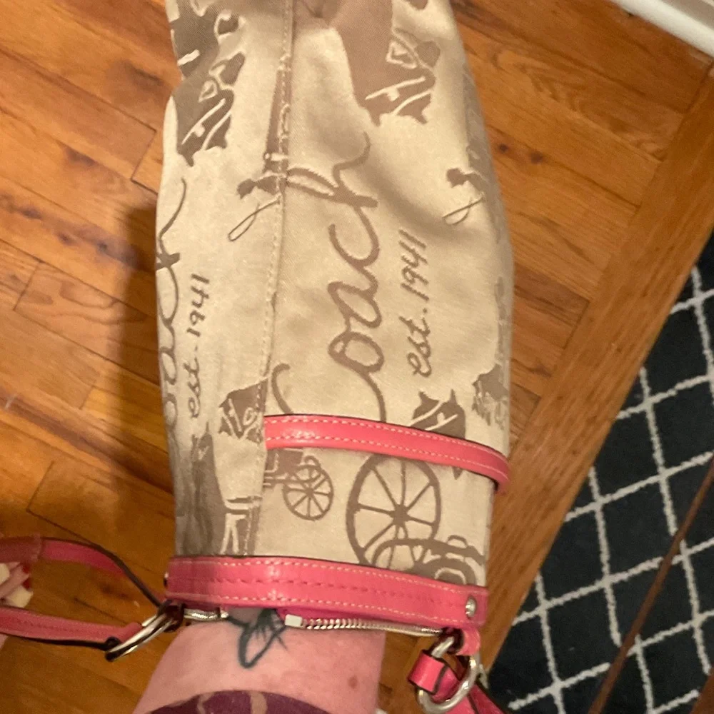 Coach Carriage Tan Tote with Pink Accents - Picture 7 of 10